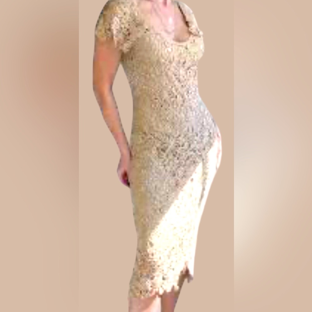 M.X.I. Elegant Crocheted Cocktail Dress Size L